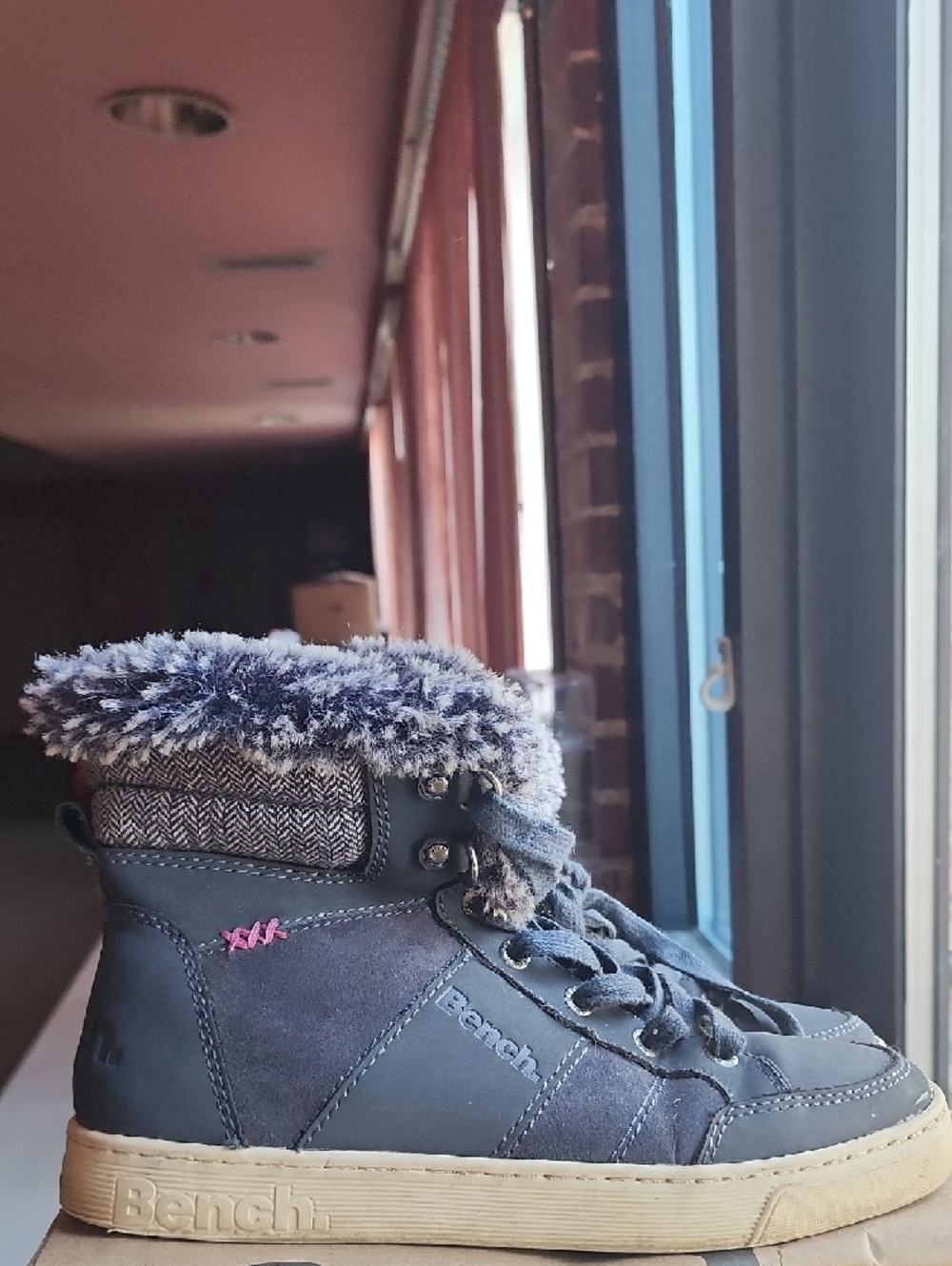 Bench Navy Blue Faux Fur Lined Sneakers Shoes